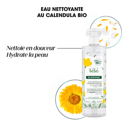  Eau nettoyante sans rinçage Bébé Klorane 750ml