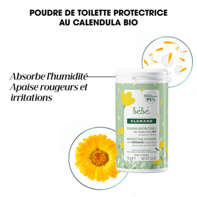 Poudre protectrice au Calendula BIO Bébé Klorane 75gr