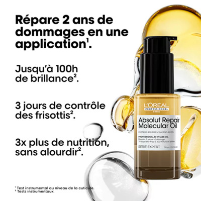 Huile Bi-Phase Réparatrice Absolut Repair Molecular L'Oréal 30ml