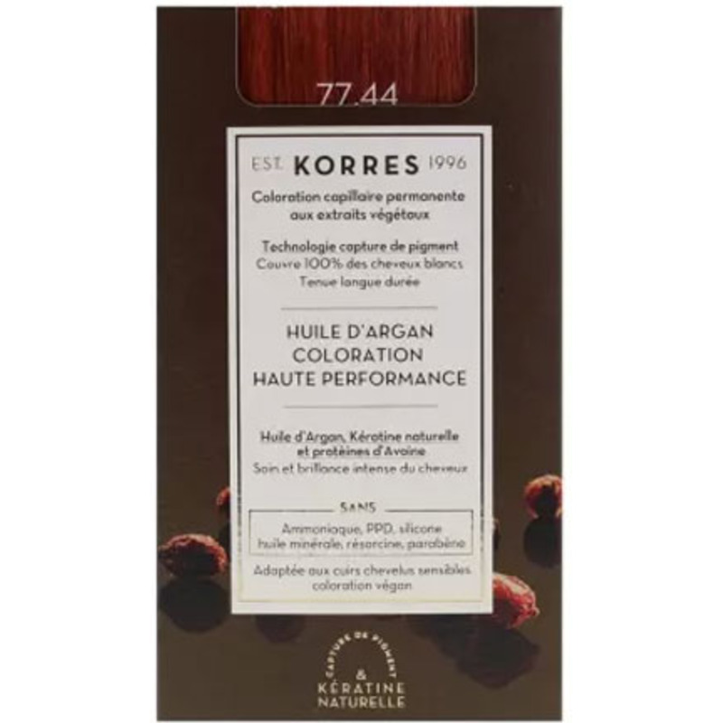 Coloration Permanente Huile d'Argan 77.44 Blond Cuivré Intense Korres
