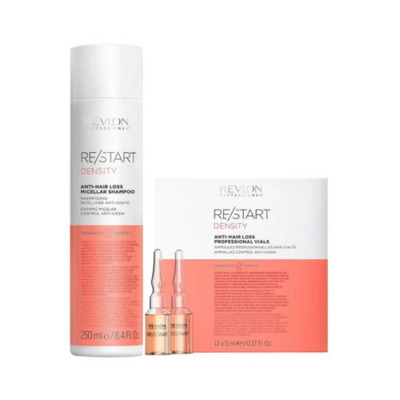 Pack Density Shampooing Micellaire Anti-Chute et 12 ampoules Restart Revlon
