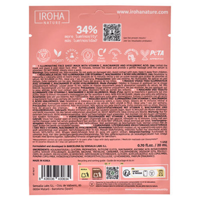 Masque Visage Illuminateur Vitamine C Acide Hyaluronique Iroha Nature