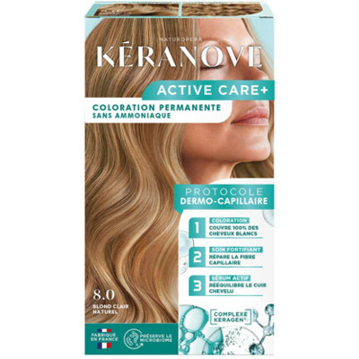 Coloration crème permanente 8.0 Blond clair naturel Active Care + Kéranove