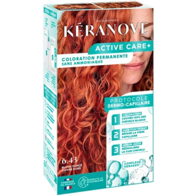 Coloration crème permanente 6.43 Blond foncé cuivré doré Active Care + Kéranove