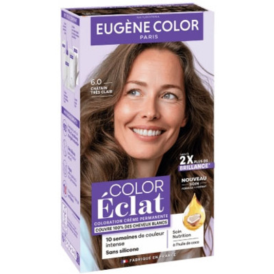 Coloration Crème Permanente Color Eclat Chatain Très Clair 6.0 Eugène Color