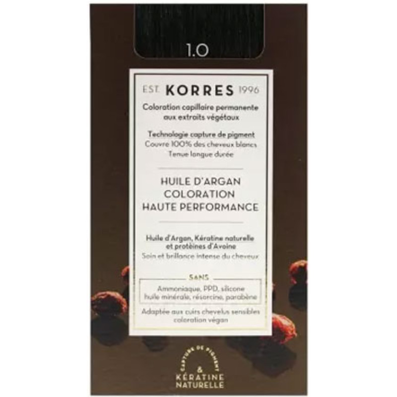 Coloration Permanente Huile d'Argan 1.0 Noir Korres