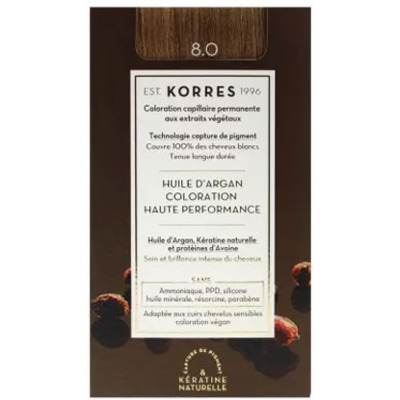 Coloration Permanente Huile d'Argan 8.0 Blond Clair Korres