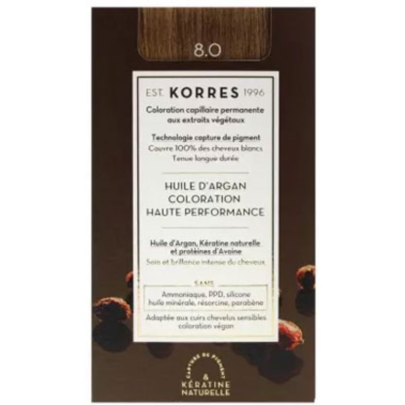 Coloration Permanente Huile d'Argan 8.0 Blond Clair Korres