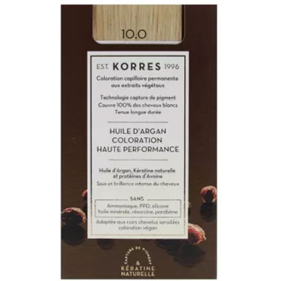 Coloration Permanente Huile d'Argan 10.0 Blond Platine Korres