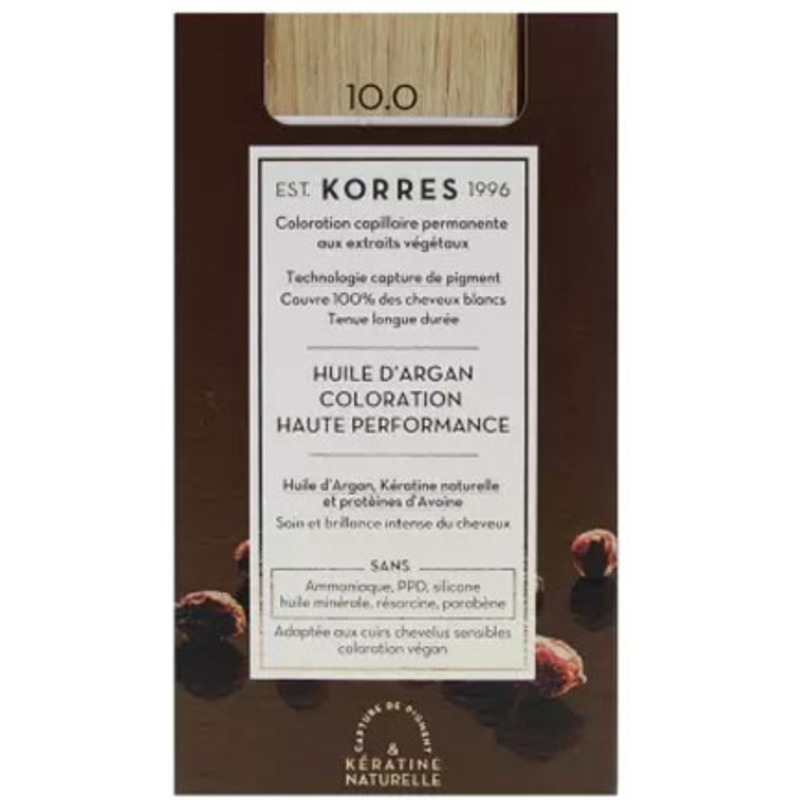 Coloration Permanente Huile d'Argan 10.0 Blond Platine Korres