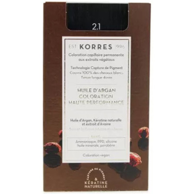 Coloration Permanente Huile d'Argan 2.1 Noir Bleuté Korres