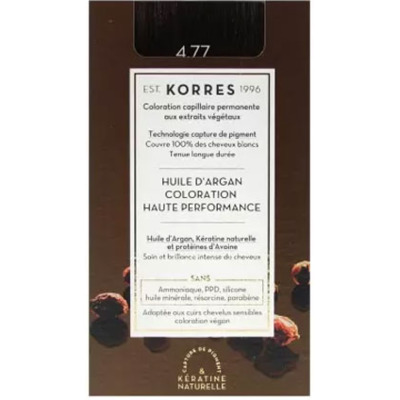 Coloration Permanente Huile d'Argan 4.77 Châtain Naturel Marron Korres