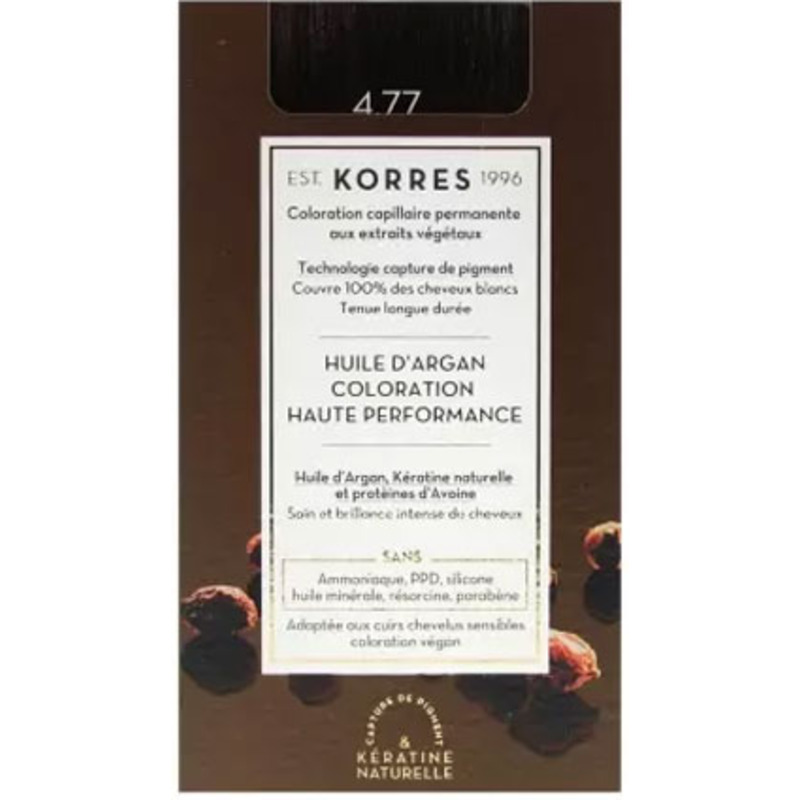 Coloration Permanente Huile d'Argan 4.77 Châtain Naturel Marron Korres