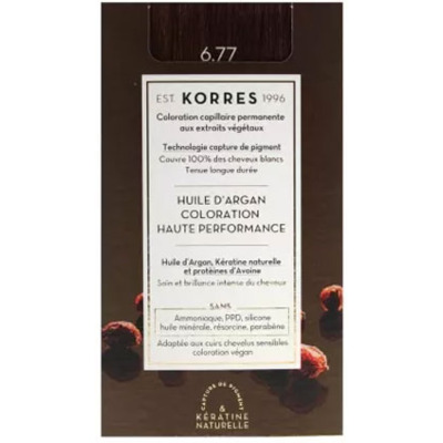 Coloration Permanente Huile d'Argan 6.77 Blond Foncé Marron Intense Korres