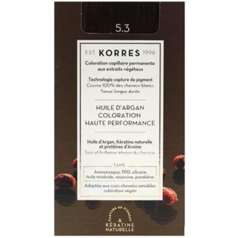 Coloration Permanente Huile d'Argan 5.3 Châtain Clair Doré Korres