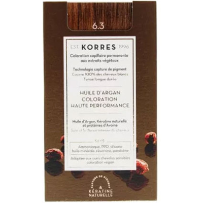 Coloration Permanente Huile d'Argan 6.3 Blond Foncé Doré Korres
