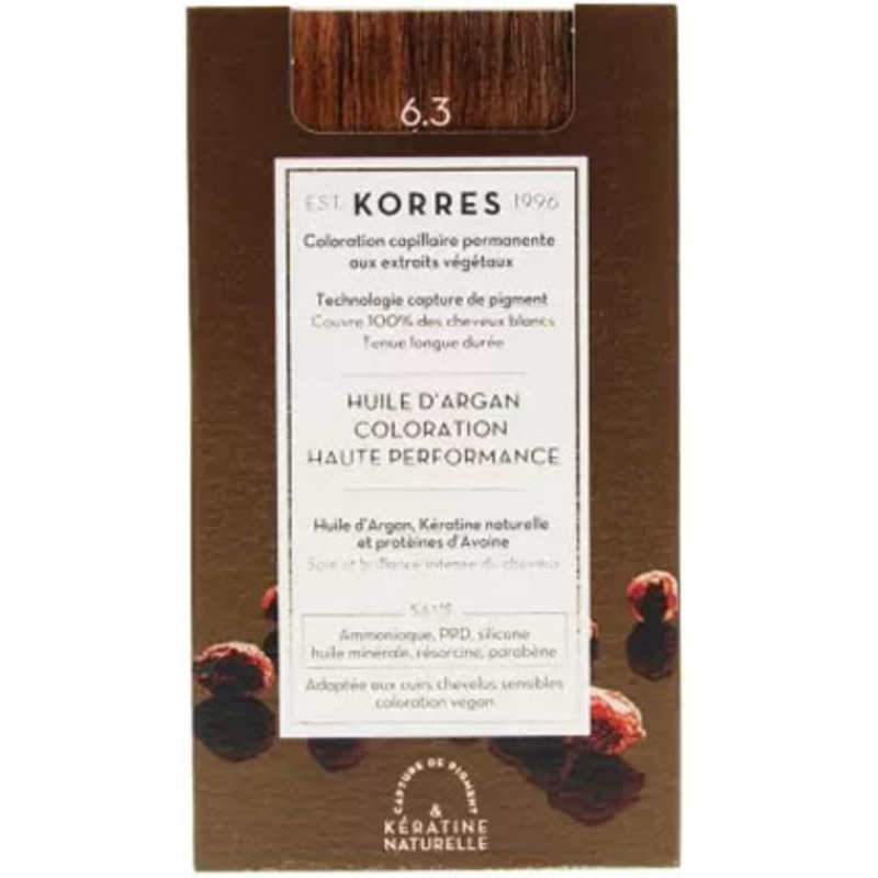 Coloration Permanente Huile d'Argan 6.3 Blond Foncé Doré Korres