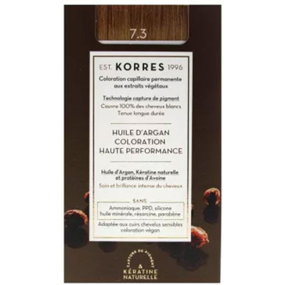 Coloration Permanente Huile d'Argan 7.3 Blond Doré Korres