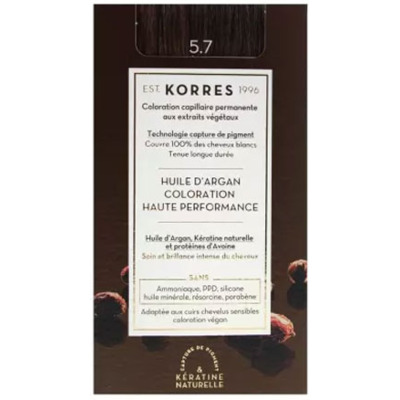 Coloration Permanente Huile d'Argan 5.7 Châtain Clair Marron Korres
