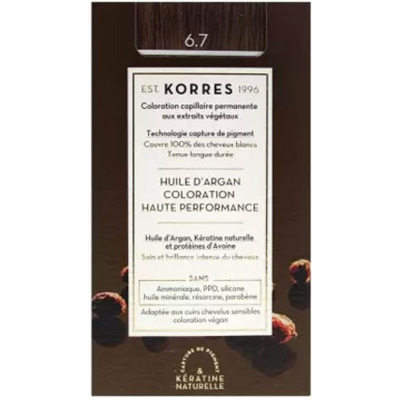 Coloration Permanente Huile d'Argan 6.7 Blond Foncé Marron Korres