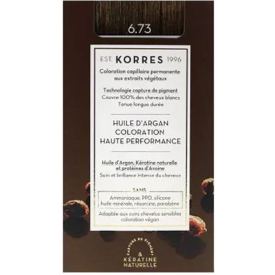 Coloration Permanente Huile d'Argan 6.73 Doré Cacao Korres