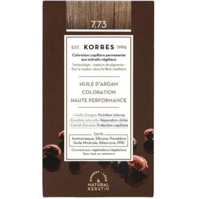 Coloration Permanente Huile d'Argan 7.73 Doré Moka Korres