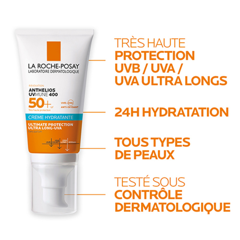 Anthelios UVMUNE 400 Crème Hydratante Sans Parfum SPF50+ La Roche Posay