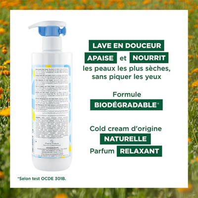 Crème Lavante Cold Cream Calendula Bébé Klorane 500ml