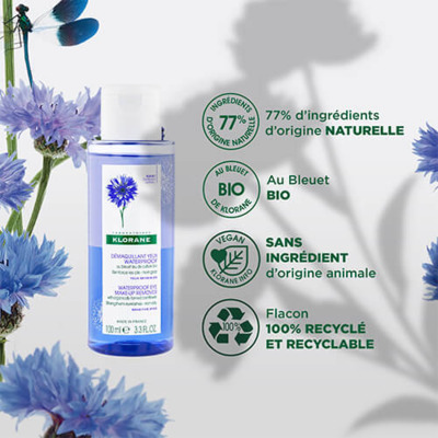 Démaquillant Yeux Waterproof Bleuet Bio Klorane 100ml