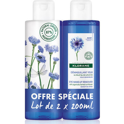 Lot Démaquillant Yeux Sensibles Bleuet Bio Klorane 2x200ml