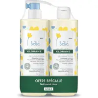 Lot Gel Lavant Doux Apaisant Calendula Bébé Klorane 2x500ml