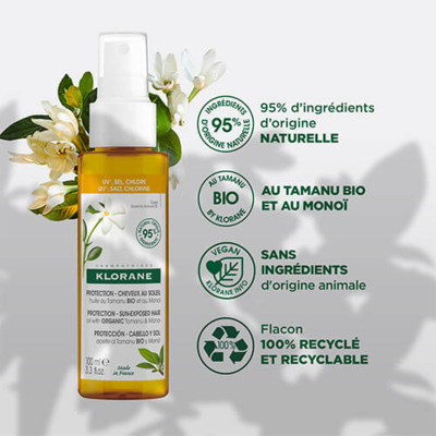 Huile Protectrice Capillaire Tamanu Bio & Monoï Klorane 100ml