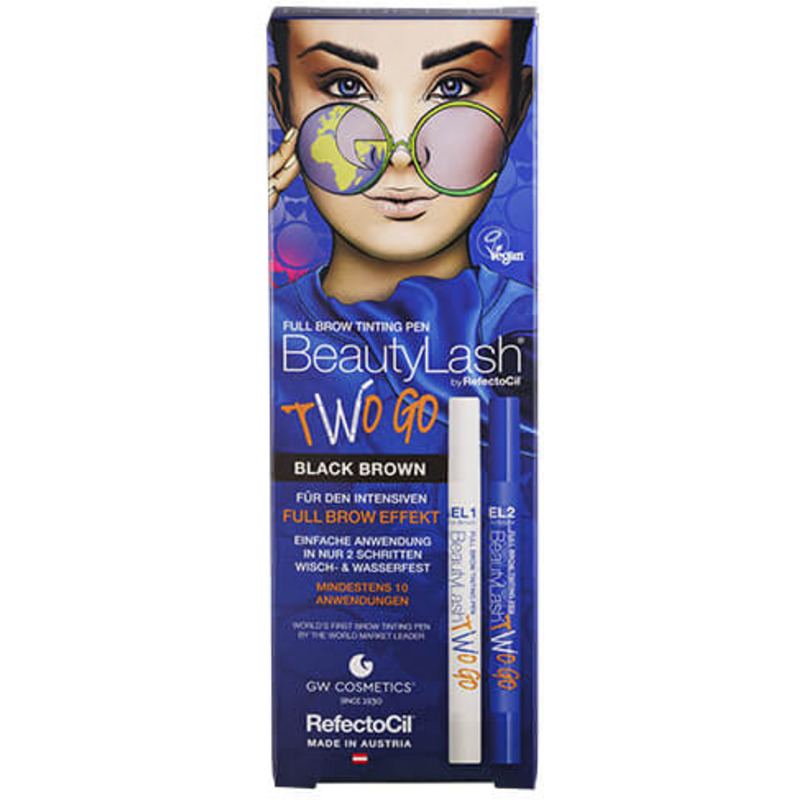 Kit Full Brow Tinting Pen Two Go Black Brown BeautyLash