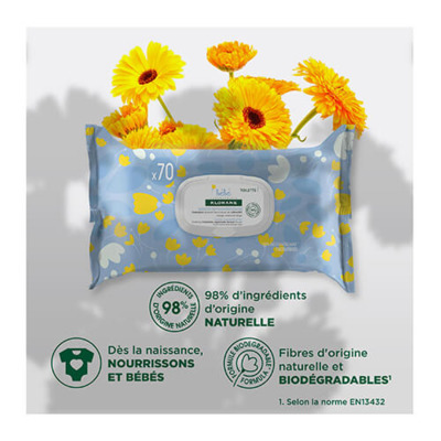 Lot 3 Lingettes Nettoyantes Douces Calendula Bébé Klorane 3x70
