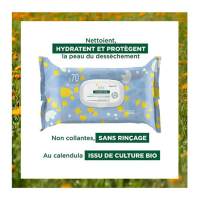 Lot 3 Lingettes Nettoyantes Douces Calendula Bébé Klorane 3x70