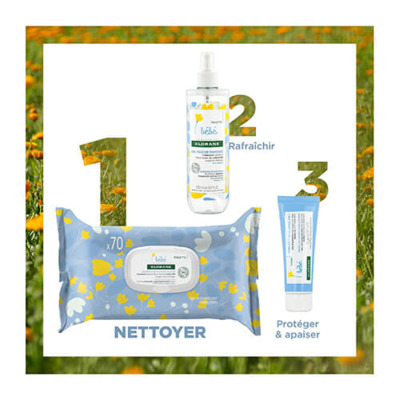 Lingettes Nettoyantes Douces Calendula Bébé Klorane x25