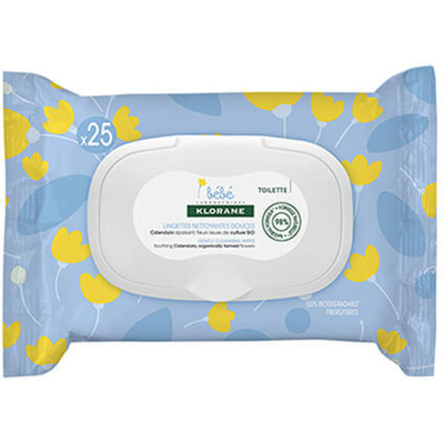 Lingettes Nettoyantes Douces Calendula Bébé Klorane x25