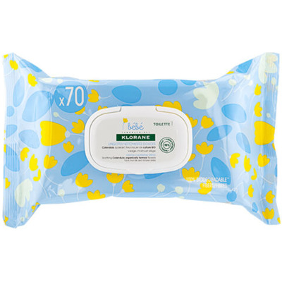 Lingettes Nettoyantes Douces Calendula Bébé Klorane x70