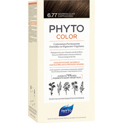 Kit Coloration Permanente 6.77 Marron Clair Cappuccino PHYTOCOLOR