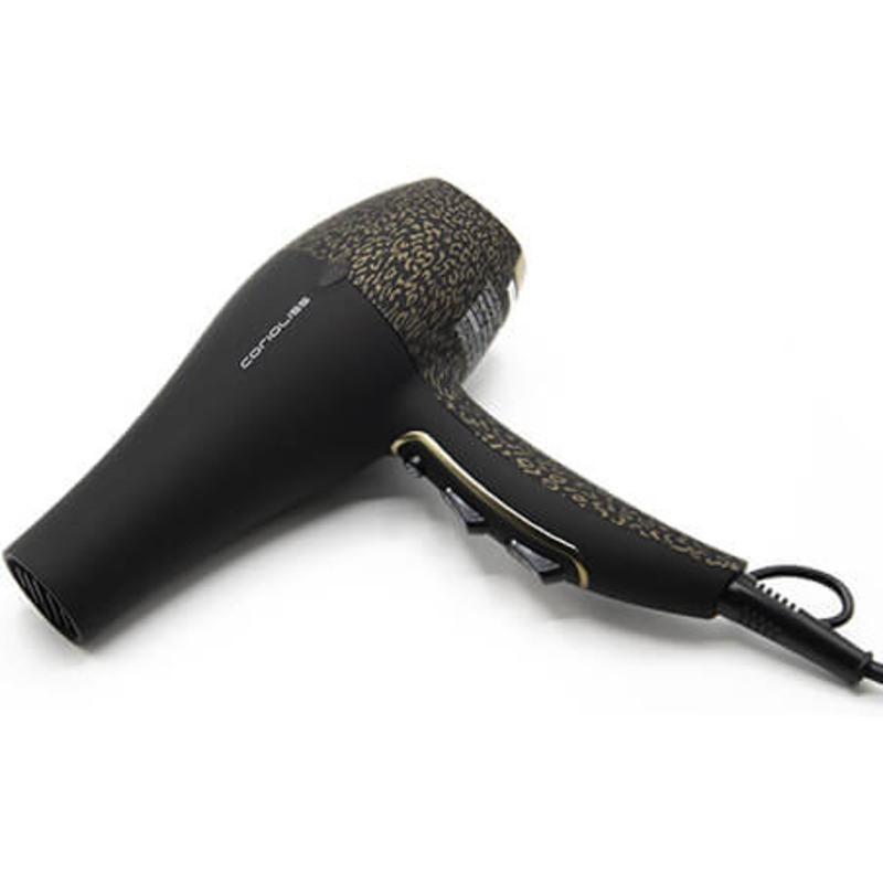 Sèche-cheveux Flow Black Gold Leopard Soft Touch Corioliss