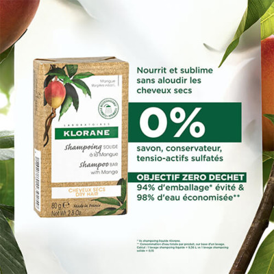 Shampooing Solide Nutrition Mangue Klorane 80g