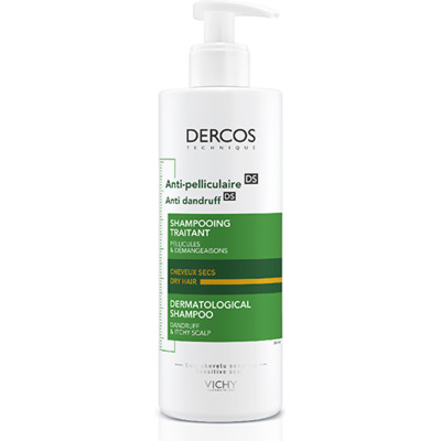 Shampooing Antipelliculaire Traitant Cheveux Secs Dercos Vichy 390ml